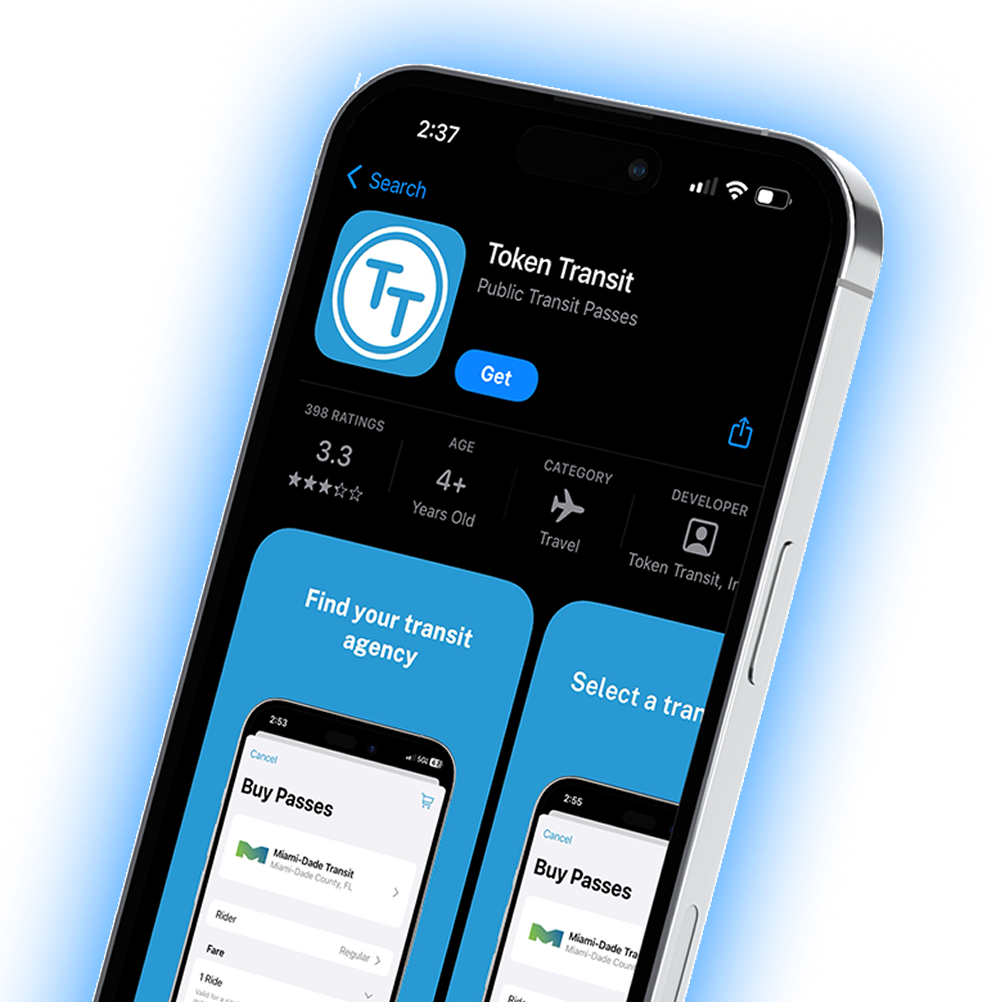 Token Transit mobile app interface