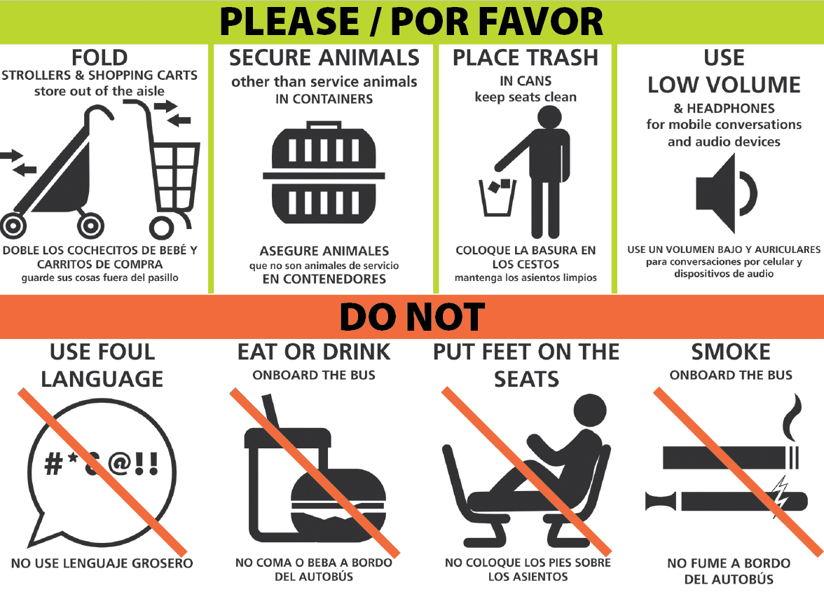 Para tener un viaje seguro y cómodo, por favor: