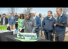 CTDOT's Transit Administrator Lisa Rivers cuts the ceremonial cake alongside Governor Ned Lamont, Senator Richard Blumenthal, and Commissioner Garrett Eucalitto at the CTfastrak anniversary celebration.       